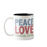 Peace Love Classical Guitar Coffee Mugs