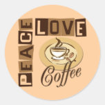 PEACE LOVE COFFEE ROUND STICKER