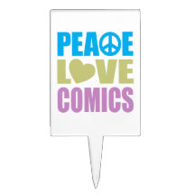 Peace Love Comics Rectangular Cake Toppers