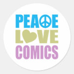 Peace Love Comics Round Sticker