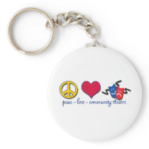 Peace Love Community Theatre keychains