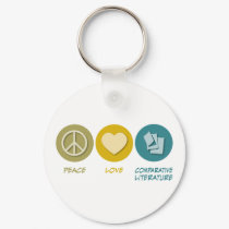 Peace Love Comparative Literature keychains by 1000suns Peace Love Comparative Literature keychains