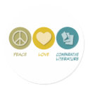 Peace Love Comparative Literature stickers by 1000suns Peace Love Comparative Literature stickers