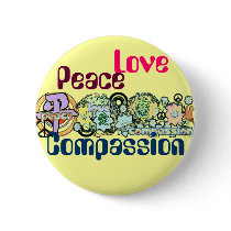 Peace Love Compassion Button by samack Peace Love Compassion Button