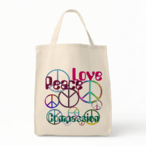 Peace Love Compassion Tote bags