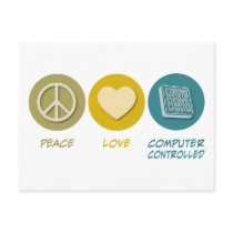 Peace Love Computer Controlled postcards