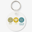 Peace Love Computer Science keychains
