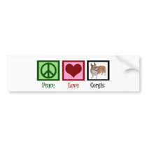 Peace Love Corgis bumper stickers by epicdesigns Peace Love Corgis bumper stickers