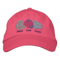 Peace Love Corgis Embroidered Hat (Pink & Purple) embroidered hats