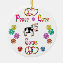 PEACE LOVE COWS CHRISTMAS ORNAMENTS
