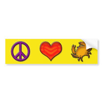 PEACE - LOVE - CRABS bumper stickers by dgpaulart PEACE - LOVE - CRABS bumper stickers