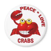 PEACE LOVE CRABS magnets by dgpaulart PEACE LOVE CRABS magnets