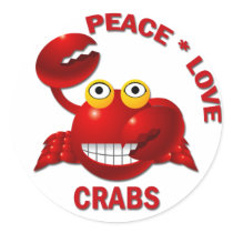 PEACE LOVE CRABS stickers by dgpaulart PEACE LOVE CRABS stickers