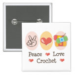 Peace Love Crochet Button