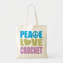 Peace Love Crochet Canvas Bag
