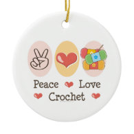 Peace Love Crochet Ornament