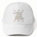 Peace Love Cross Stitch Hat by thecraftycloset Peace Love Cross Stitch Hat