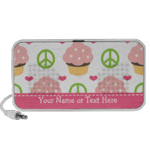 Peace Love Cupcake Doodle Speakers Personalized