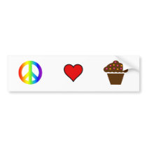 Peace Love Cupcakes! Bumper Stickers