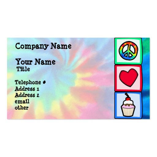 Peace, Love, Cupcakes Business Card Template