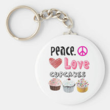 Peace. Love. Cupcakes. Keychain