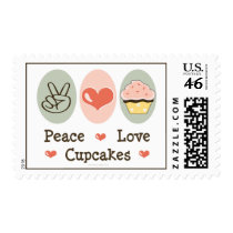 Peace Love Cupcakes Postage Stamps