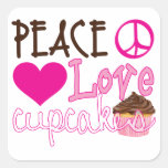 Peace, Love, Cupcakes Square Sticker