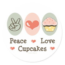 Peace Love Cupcakes Stickers