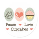 Peace Love Cupcakes Stickers