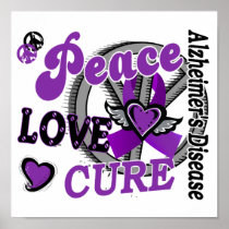 Peace Love Cure 2 Alzheimer's Disease Print