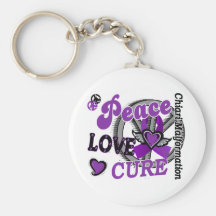 Peace Love Cure 2 Chiari Malformation Keychains