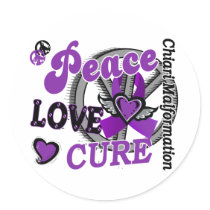 Peace Love Cure 2 Chiari Malformation Stickers