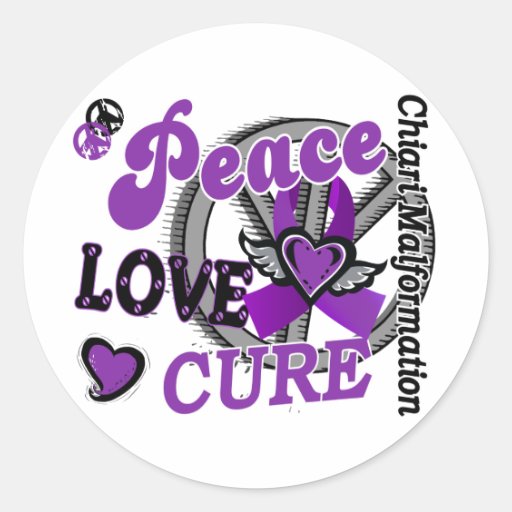 Peace Love Cure 2 Chiari Malformation Stickers