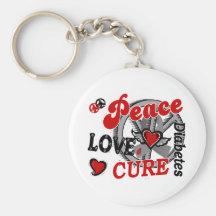 Peace Love Cure 2 Diabetes Keychain