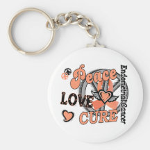 Peace Love Cure 2 Endometrial Cancer Keychains