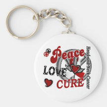 Peace Love Cure 2 Head Neck Cancer Keychain