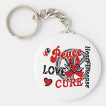Peace Love Cure 2 Heart Disease Keychain