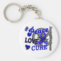 Peace Love Cure 2 Huntington's Disease Keychains