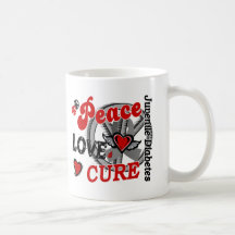 Peace Love Cure 2 Juvenile Diabetes Coffee Mugs