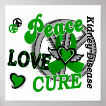 Peace Love Cure 2 Kidney Disease Posters