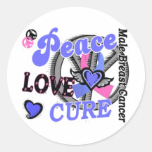 Peace Love Cure 2 Male Breast Cancer Stickers