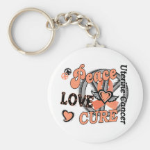 Peace Love Cure 2 Uterine Cancer Keychain