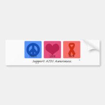Peace Love Cure AIDS Bumper Sticker