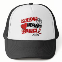 Peace, Love, Cure AIDS Trucker Hat