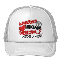 Peace Love Cure AIDS HIV Trucker Hat