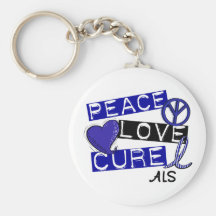 PEACE LOVE CURE ALS KEYCHAINS