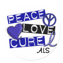 PEACE LOVE CURE ALS STICKER