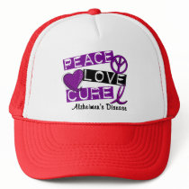 PEACE LOVE CURE ALZHEIMER’S DISEASE TRUCKER HATS