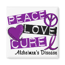 PEACE LOVE CURE ALZHEIMER’S DISEASE FRIDGE MAGNET