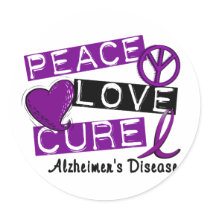 PEACE LOVE CURE ALZHEIMER’S DISEASE stickers